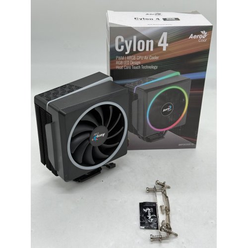 Кулер Aerocool Cylon 4 ARGB (ACTC-CL30410.06) (Відновлено продавцем, 790339) купити з перевіркою сумісності: огляд, характеристики, ціна у Києві, Львові, Вінниці, Хмельницькому, Івано-Франківську, Україні | інтернет-магазин TELEMART.UA фото