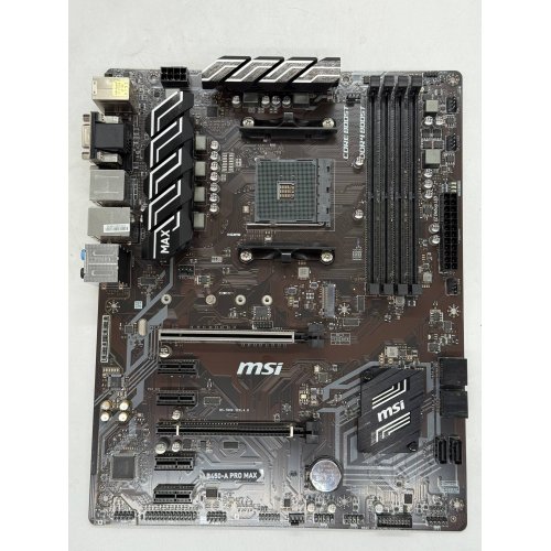 Материнська плата MSI B450-A PRO MAX (sAM4, AMD B450) (Відновлено продавцем, 790355) купити з перевіркою сумісності: огляд, характеристики, ціна у Києві, Львові, Вінниці, Хмельницькому, Івано-Франківську, Україні | інтернет-магазин TELEMART.UA фото