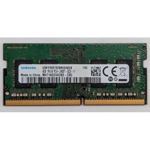 Купить Озу Samsung SODIMM DDR4 4GB 2400Mhz (M471A5244CB0-CRC) (Восстановлено продавцом, 790800) с проверкой совместимости: обзор, характеристики, цена в Киеве, Днепре, Одессе, Харькове, Украине | интернет-магазин TELEMART.UA фото