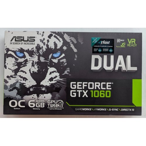 Відеокарта Asus GeForce GTX 1060 Dual OC 6144MB (DUAL-GTX1060-O6G) (Відновлено продавцем, 790804) купити з перевіркою сумісності: огляд, характеристики, ціна у Києві, Львові, Вінниці, Хмельницькому, Івано-Франківську, Україні | інтернет-магазин TELEMART.UA фото