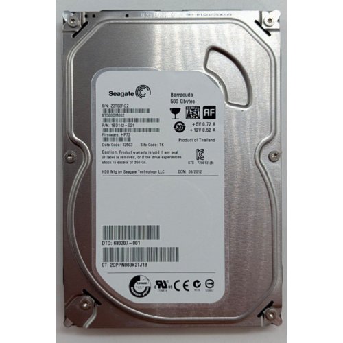 Жорсткий диск Seagate Barracuda 7200.12 500GB 16MB 7200RPM 3.5" (SEST500DM002) (Відновлено продавцем, 790911) купити з перевіркою сумісності: огляд, характеристики, ціна у Києві, Львові, Вінниці, Хмельницькому, Івано-Франківську, Україні | інтернет-магазин TELEMART.UA фото