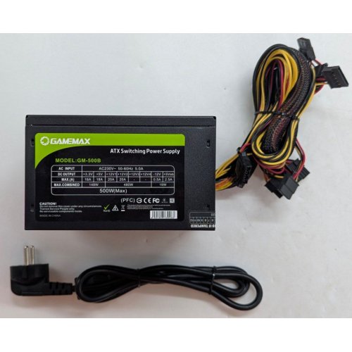 Блок живлення GAMEMAX 500W (GM-500B) (Відновлено продавцем, 790914) купити з перевіркою сумісності: огляд, характеристики, ціна у Києві, Львові, Вінниці, Хмельницькому, Івано-Франківську, Україні | інтернет-магазин TELEMART.UA фото