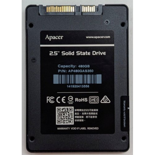 Купить Ssd-диск Apacer AS350 Panther TLC 480GB 2.5" (AP480GAS350-1) (Восстановлено продавцом, 790942) с проверкой совместимости: обзор, характеристики, цена в Киеве, Днепре, Одессе, Харькове, Украине | интернет-магазин TELEMART.UA фото