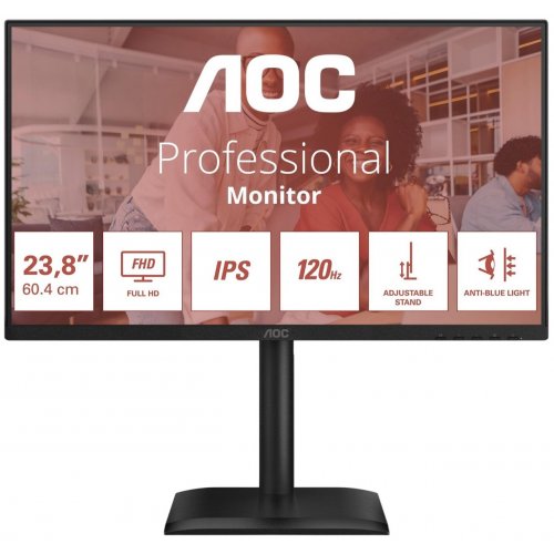 Купити Монітор AOC 23.8" 24E4U Black - ціна в Києві, Львові, Вінниці, Хмельницькому, Франківську, Україні | інтернет-магазин TELEMART.UA фото
