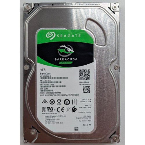 Купить Жесткий диск Seagate BarraCuda 1TB 64MB 7200RPM 3.5'' (ST1000DM010) (Восстановлено продавцом, 791559) с проверкой совместимости: обзор, характеристики, цена в Киеве, Днепре, Одессе, Харькове, Украине | интернет-магазин TELEMART.UA фото
