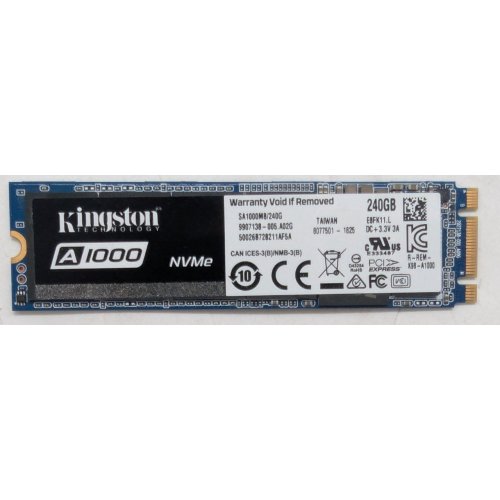 Ssd-диск Kingston A1000 TLC 240GB M.2 (2280 PCI-E) (SA1000M8/240G) (Відновлено продавцем, 791562) купити з перевіркою сумісності: огляд, характеристики, ціна у Києві, Львові, Вінниці, Хмельницькому, Івано-Франківську, Україні | інтернет-магазин TELEMART.UA фото