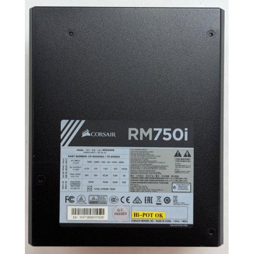 Блок живлення Corsair RM750i 750W (CP-9020082) (Відновлено продавцем, 791713) купити з перевіркою сумісності: огляд, характеристики, ціна у Києві, Львові, Вінниці, Хмельницькому, Івано-Франківську, Україні | інтернет-магазин TELEMART.UA фото