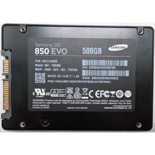 Ssd-диск Samsung 850 EVO 500GB 2.5" (MZ-75E500BW) (Відновлено продавцем, 791718) купити з перевіркою сумісності: огляд, характеристики, ціна у Києві, Львові, Вінниці, Хмельницькому, Івано-Франківську, Україні | інтернет-магазин TELEMART.UA фото