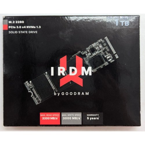 Купить Ssd-диск GoodRAM IRDM 3D NAND TLC 1TB M.2 (2280 PCI-E) NVMe x4 (IR-SSDPR-P34B-01T-80) (Восстановлено продавцом, 791736) с проверкой совместимости: обзор, характеристики, цена в Киеве, Днепре, Одессе, Харькове, Украине | интернет-магазин TELEMART.UA фото