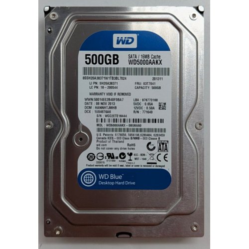 Жорсткий диск Western Digital Caviar Blue 500GB 16MB 3.5" (WD5000AAKX) (Відновлено продавцем, 791755) купити з перевіркою сумісності: огляд, характеристики, ціна у Києві, Львові, Вінниці, Хмельницькому, Івано-Франківську, Україні | інтернет-магазин TELEMART.UA фото