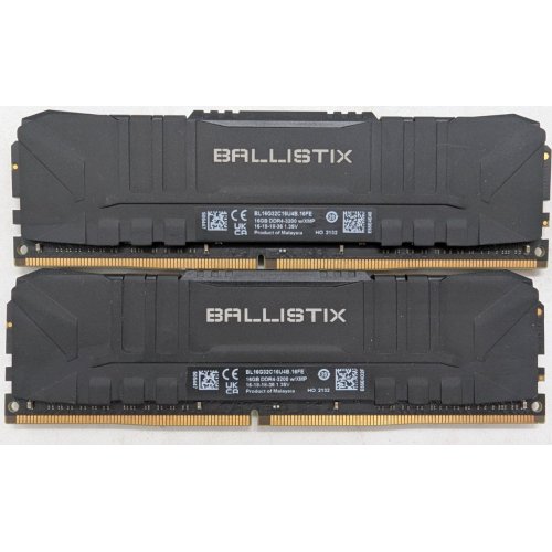 Озп Crucial DDR4 32GB (2x16GB) 3200Mhz Ballistix Black (BL2K16G32C16U4B) (Відновлено продавцем, 791763) купити з перевіркою сумісності: огляд, характеристики, ціна у Києві, Львові, Вінниці, Хмельницькому, Івано-Франківську, Україні | інтернет-магазин TELEMART.UA фото