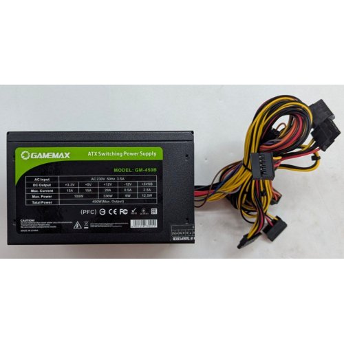 Блок живлення GAMEMAX GM-450B 450W (GM-450B) (Відновлено продавцем, 791929) купити з перевіркою сумісності: огляд, характеристики, ціна у Києві, Львові, Вінниці, Хмельницькому, Івано-Франківську, Україні | інтернет-магазин TELEMART.UA фото