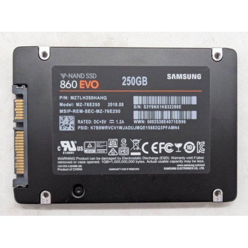 Купить Ssd-диск Samsung 860 EVO V-NAND MLC 250GB 2.5" (MZ-76E250BW) (Восстановлено продавцом, 791997) с проверкой совместимости: обзор, характеристики, цена в Киеве, Днепре, Одессе, Харькове, Украине | интернет-магазин TELEMART.UA фото