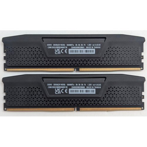 Озп Corsair DDR5 32GB (2x16GB) 5600Mhz Vengeance Black (CMK32GX5M2B5600C36) (Відновлено продавцем, 792004) купити з перевіркою сумісності: огляд, характеристики, ціна у Києві, Львові, Вінниці, Хмельницькому, Івано-Франківську, Україні | інтернет-магазин TELEMART.UA фото