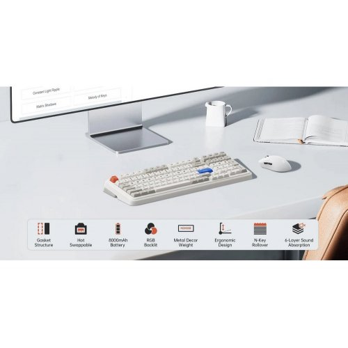 Купити Клавіатура MCHOSE K99 V2 RGB Mechanical Icy Creamsicle Switch Wireless (MC-K99V2-6) Glacier Gradient - ціна в Києві, Львові, Вінниці, Хмельницькому, Франківську, Україні | інтернет-магазин TELEMART.UA фото