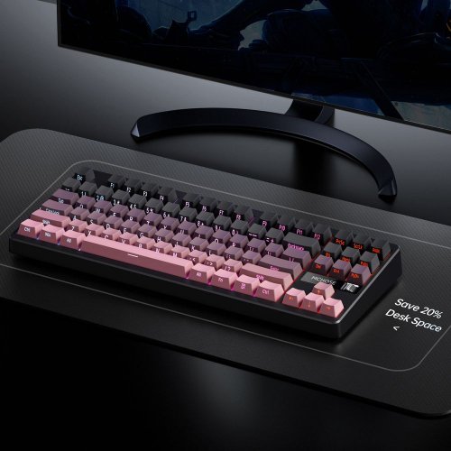 Клавиатура MCHOSE G87 RGB Mechanical Matcha Latte Switch V2 Wireless (MC-G87-17) Black/Pink купить в Украине: Киев, Днепр, Харьков, Одесса  | Низкая цена, отзывы, характеристики от TELEMART фото