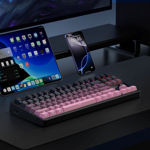 Клавиатура MCHOSE G87 RGB Mechanical Matcha Latte Switch V2 Wireless (MC-G87-17) Black/Pink купить в Украине: Киев, Днепр, Харьков, Одесса  | Низкая цена, отзывы, характеристики от TELEMART фото