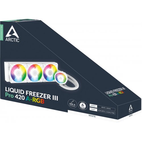 Готова СВО Arctic Liquid Freezer III Pro 420 A-RGB (ACFRE00189A) White купити з перевіркою сумісності: огляд, характеристики, ціна у Києві, Львові, Вінниці, Хмельницькому, Івано-Франківську, Україні | інтернет-магазин TELEMART.UA фото