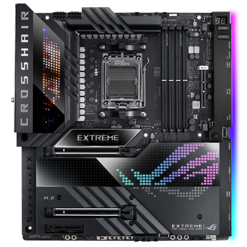 Материнська плата Asus ROG CROSSHAIR X670E EXTREME (sAM5, X670) (Відновлено продавцем, 792547) купити з перевіркою сумісності: огляд, характеристики, ціна у Києві, Львові, Вінниці, Хмельницькому, Івано-Франківську, Україні | інтернет-магазин TELEMART.UA фото