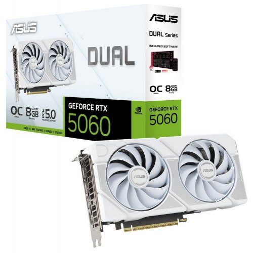 Фото Видеокарта Asus Dual GeForce RTX 5060 OC White 8192MB (DUAL-RTX5060-O8G-WHITE)