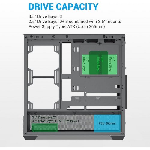 Купить Корпус SAMA V40 без БП (V40-BKADA6X1-GL) Black с проверкой совместимости: обзор, характеристики, цена в Киеве, Днепре, Одессе, Харькове, Украине | интернет-магазин TELEMART.UA фото
