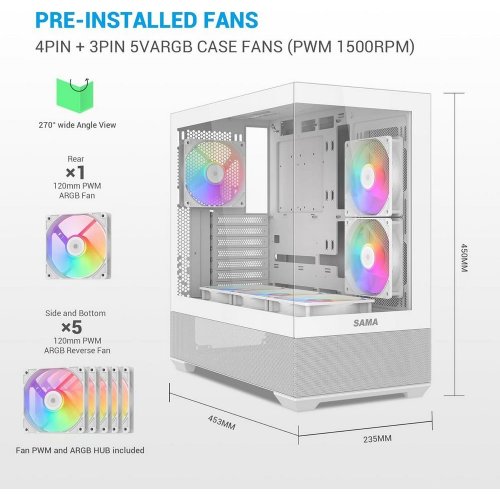 Корпус SAMA V40 без БЖ (V40-WHADA6X1-GL) White купити з перевіркою сумісності: огляд, характеристики, ціна у Києві, Львові, Вінниці, Хмельницькому, Івано-Франківську, Україні | інтернет-магазин TELEMART.UA фото