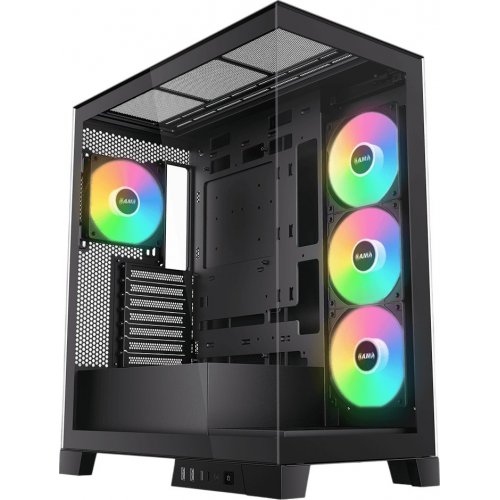Корпус SAMA V50 без БЖ (V50-BKADA4X1-GL) Black купити з перевіркою сумісності: огляд, характеристики, ціна у Києві, Львові, Вінниці, Хмельницькому, Івано-Франківську, Україні | інтернет-магазин TELEMART.UA фото