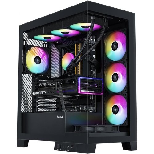 Корпус SAMA V50 без БЖ (V50-BKADA4X1-GL) Black купити з перевіркою сумісності: огляд, характеристики, ціна у Києві, Львові, Вінниці, Хмельницькому, Івано-Франківську, Україні | інтернет-магазин TELEMART.UA фото