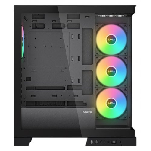 Корпус SAMA V50 без БЖ (V50-BKADA4X1-GL) Black купити з перевіркою сумісності: огляд, характеристики, ціна у Києві, Львові, Вінниці, Хмельницькому, Івано-Франківську, Україні | інтернет-магазин TELEMART.UA фото