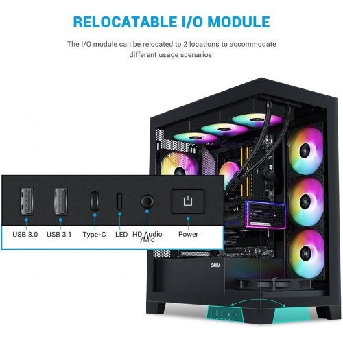 Корпус SAMA V50 без БЖ (V50-BKADA4X1-GL) Black купити з перевіркою сумісності: огляд, характеристики, ціна у Києві, Львові, Вінниці, Хмельницькому, Івано-Франківську, Україні | інтернет-магазин TELEMART.UA фото