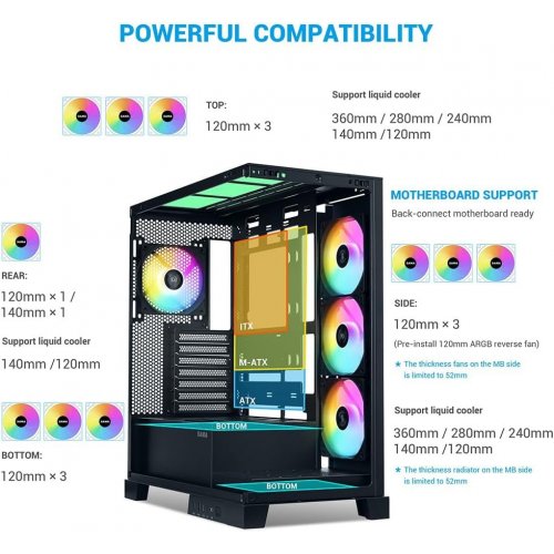 Корпус SAMA V50 без БЖ (V50-BKADA4X1-GL) Black купити з перевіркою сумісності: огляд, характеристики, ціна у Києві, Львові, Вінниці, Хмельницькому, Івано-Франківську, Україні | інтернет-магазин TELEMART.UA фото