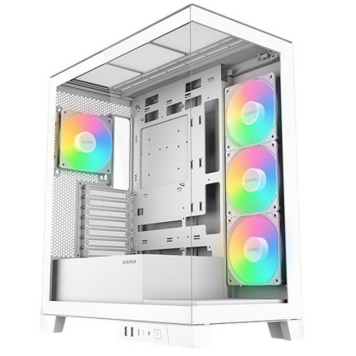 Купить Корпус SAMA V50 без БП (V50-WHADA4X1-GL) White с проверкой совместимости: обзор, характеристики, цена в Киеве, Днепре, Одессе, Харькове, Украине | интернет-магазин TELEMART.UA фото