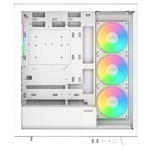 Купить Корпус SAMA V50 без БП (V50-WHADA4X1-GL) White с проверкой совместимости: обзор, характеристики, цена в Киеве, Днепре, Одессе, Харькове, Украине | интернет-магазин TELEMART.UA фото