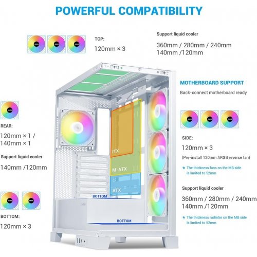 Купить Корпус SAMA V50 без БП (V50-WHADA4X1-GL) White с проверкой совместимости: обзор, характеристики, цена в Киеве, Днепре, Одессе, Харькове, Украине | интернет-магазин TELEMART.UA фото
