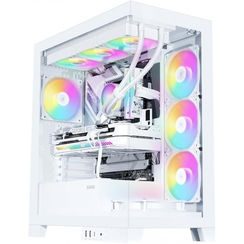 Купить Корпус SAMA V50 без БП (V50-WHADA4X1-GL) White с проверкой совместимости: обзор, характеристики, цена в Киеве, Днепре, Одессе, Харькове, Украине | интернет-магазин TELEMART.UA фото
