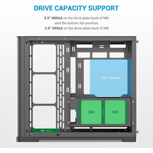 Корпус SAMA V60 без БЖ (V60-BKADA7X1-GL) Black купити з перевіркою сумісності: огляд, характеристики, ціна у Києві, Львові, Вінниці, Хмельницькому, Івано-Франківську, Україні | інтернет-магазин TELEMART.UA фото