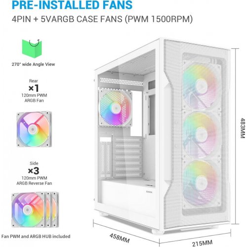 Корпус SAMA S40 без БЖ (S40-WHAPA4X1-GL) White купити з перевіркою сумісності: огляд, характеристики, ціна у Києві, Львові, Вінниці, Хмельницькому, Івано-Франківську, Україні | інтернет-магазин TELEMART.UA фото