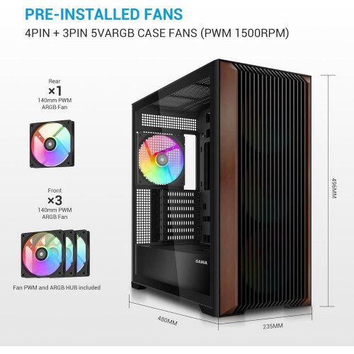 Корпус SAMA Z60 без БЖ (Z60-BKAWA4X1-GL) Black купити з перевіркою сумісності: огляд, характеристики, ціна у Києві, Львові, Вінниці, Хмельницькому, Івано-Франківську, Україні | інтернет-магазин TELEMART.UA фото