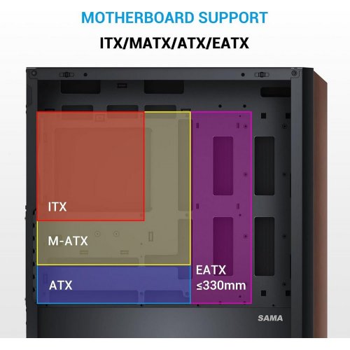 Корпус SAMA Z60 без БЖ (Z60-BKAWA4X1-GL) Black купити з перевіркою сумісності: огляд, характеристики, ціна у Києві, Львові, Вінниці, Хмельницькому, Івано-Франківську, Україні | інтернет-магазин TELEMART.UA фото