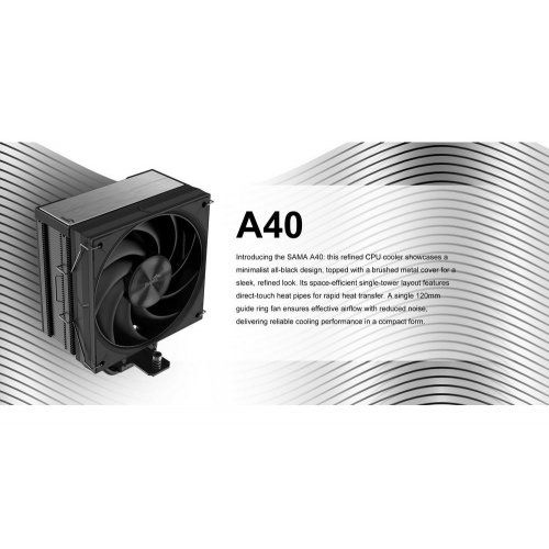 Купить Кулер SAMA A40 (A40-BKWNNXOX-G) Black с проверкой совместимости: обзор, характеристики, цена в Киеве, Днепре, Одессе, Харькове, Украине | интернет-магазин TELEMART.UA фото
