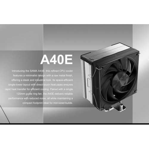 Купить Кулер SAMA A40E (A40-XXWNNXOX-G) Black/Silver с проверкой совместимости: обзор, характеристики, цена в Киеве, Днепре, Одессе, Харькове, Украине | интернет-магазин TELEMART.UA фото