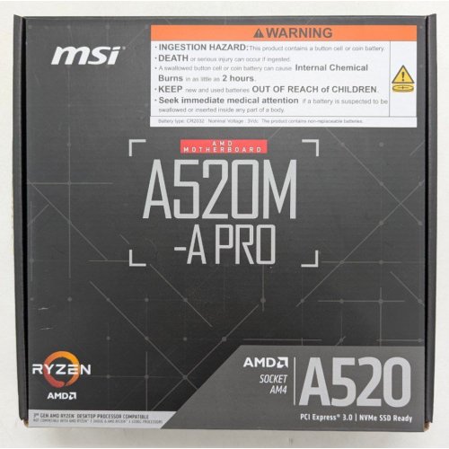Материнська плата MSI A520M-A PRO (sAM4, AMD A520) (Відновлено продавцем, 793706) купити з перевіркою сумісності: огляд, характеристики, ціна у Києві, Львові, Вінниці, Хмельницькому, Івано-Франківську, Україні | інтернет-магазин TELEMART.UA фото