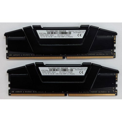 Купить Озу G.Skill DDR4 16GB (2x8GB) 3200Mhz Ripjaws V (F4-3200C16D-16GVKB) (Восстановлено продавцом, 793929) с проверкой совместимости: обзор, характеристики, цена в Киеве, Днепре, Одессе, Харькове, Украине | интернет-магазин TELEMART.UA фото