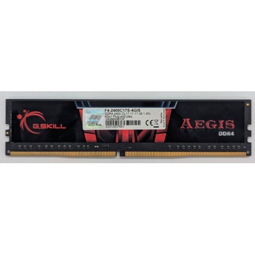 Купить Озу G.Skill DDR4 4GB 2400Mhz Aegis (F4-2400C17S-4GIS) (Восстановлено продавцом, 794294) с проверкой совместимости: обзор, характеристики, цена в Киеве, Днепре, Одессе, Харькове, Украине | интернет-магазин TELEMART.UA фото