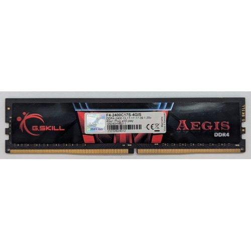 Купить Озу G.Skill DDR4 4GB 2400Mhz Aegis (F4-2400C17S-4GIS) (Восстановлено продавцом, 794296) с проверкой совместимости: обзор, характеристики, цена в Киеве, Днепре, Одессе, Харькове, Украине | интернет-магазин TELEMART.UA фото