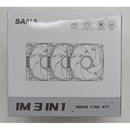 Кулер для корпуса SAMA IMB ARGB FAN KIT 3 in 1 Black (Відновлено продавцем, 794377) купити з перевіркою сумісності: огляд, характеристики, ціна у Києві, Львові, Вінниці, Хмельницькому, Івано-Франківську, Україні | інтернет-магазин TELEMART.UA фото