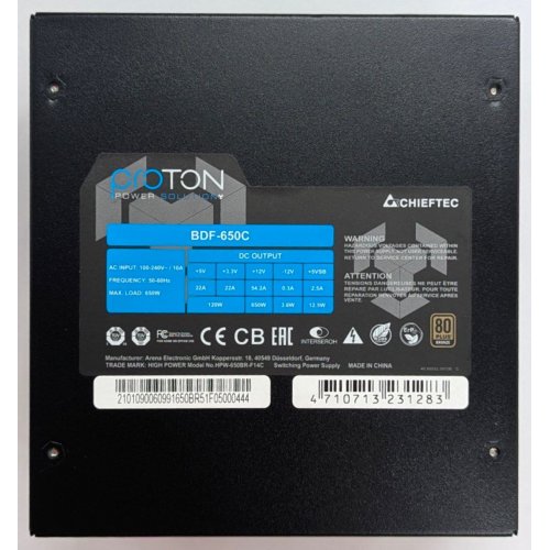 Блок живлення CHIEFTEC Proton 650W (BDF-650C) (Відновлено продавцем, 794424) купити з перевіркою сумісності: огляд, характеристики, ціна у Києві, Львові, Вінниці, Хмельницькому, Івано-Франківську, Україні | інтернет-магазин TELEMART.UA фото