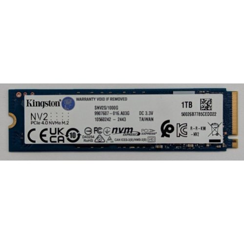 Купить Ssd-диск Kingston NV2 3D NAND 1TB M.2 (2280 PCI-E) NVMe x4 (SNV2S/1000G) (Восстановлено продавцом, 794450) с проверкой совместимости: обзор, характеристики, цена в Киеве, Днепре, Одессе, Харькове, Украине | интернет-магазин TELEMART.UA фото