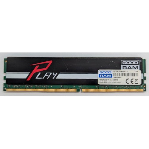 Купить Озу GoodRAM DDR4 8GB 2133Mhz Play Black (GY2133D464L15/8G) (Восстановлено продавцом, 794472) с проверкой совместимости: обзор, характеристики, цена в Киеве, Днепре, Одессе, Харькове, Украине | интернет-магазин TELEMART.UA фото
