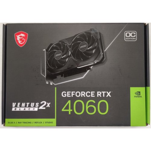 Купить Видеокарта MSI GeForce RTX 4060 VENTUS 2X BLACK OC 8192MB (RTX 4060 VENTUS 2X BLACK 8G OC) (Восстановлено продавцом, 794507) с проверкой совместимости: обзор, характеристики, цена в Киеве, Днепре, Одессе, Харькове, Украине | интернет-магазин TELEMART.UA фото